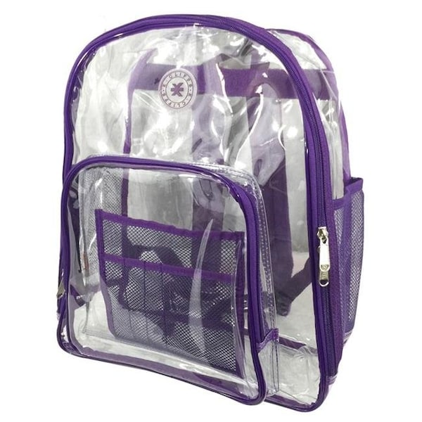 Harvest Harvest LM213 Purple Deluxe 17 in. See-through Clear 0.5 mm. PVC Backpack LM213 Purple - main